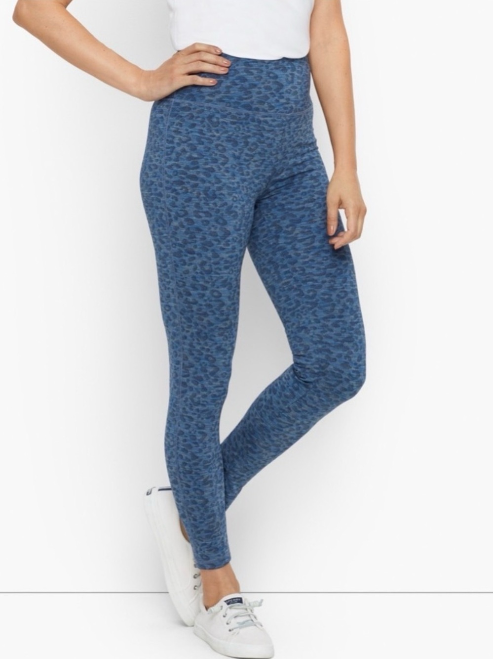 T by Talbots Space Dye Everyday Stretch Leggings Size Small‎ Blue Women’s